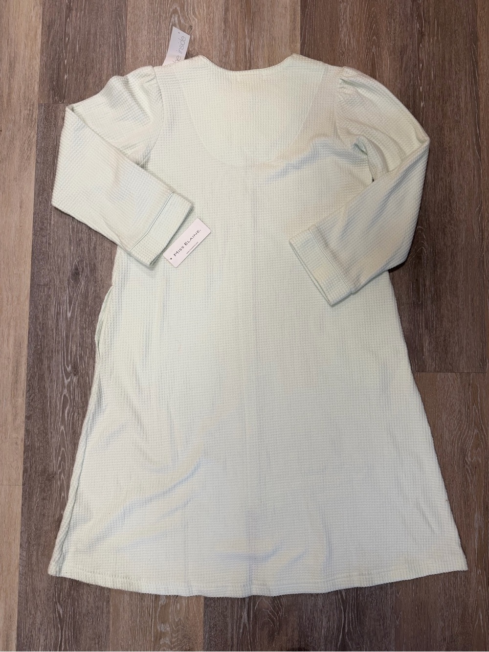 NWT Miss Elaine Sml Women’s Soft Robe Green Waffle Knit Pockets Long Sleeve Cozy - Picture 10 of 11